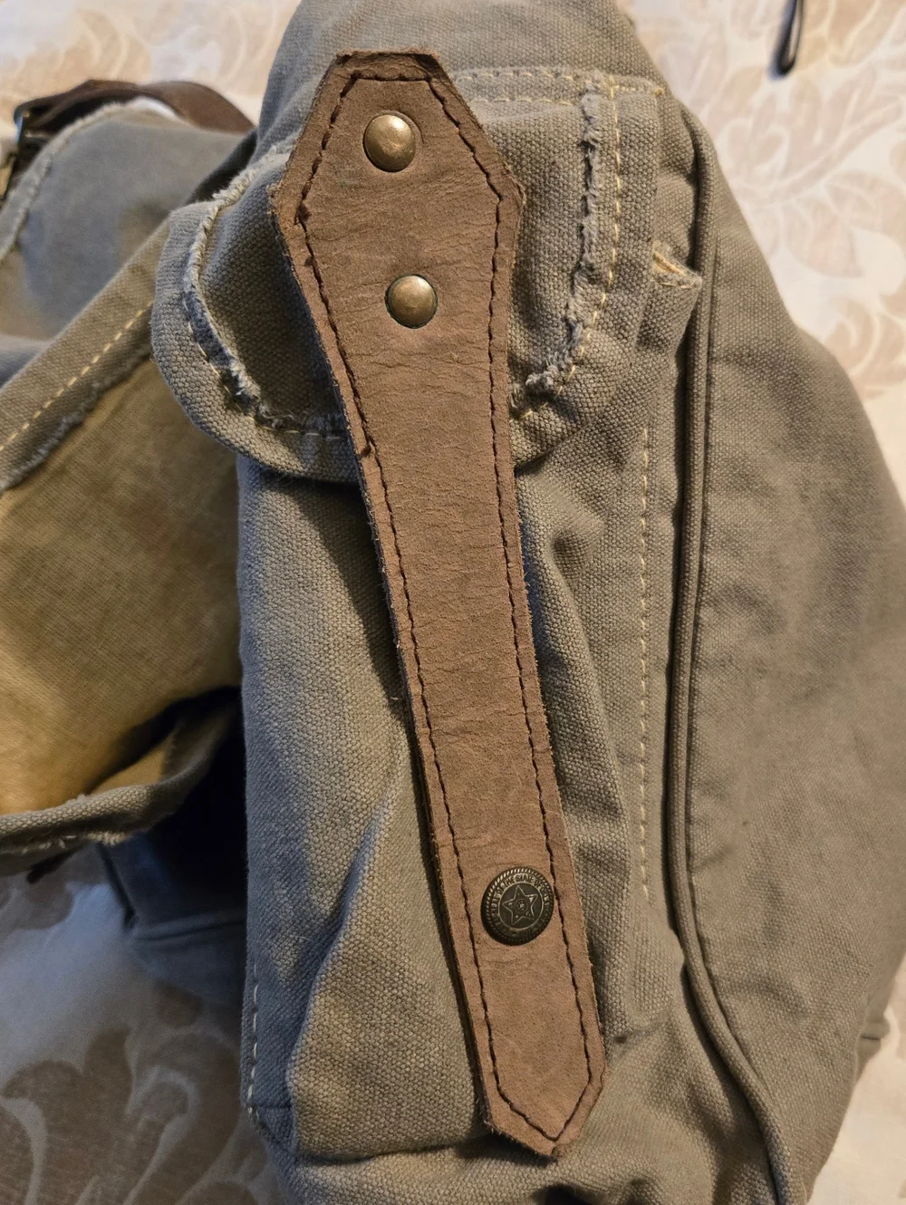 Vintage Addiction Recycled Canvas Leather Crossbody Messenger Bag Unisex